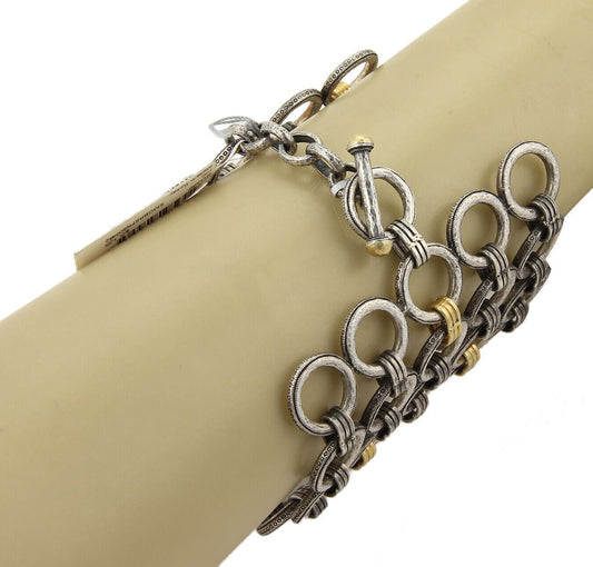 Gurhan Hoopla Sterling Silver & 24k Gold Overlay Circular Wide Bracelet