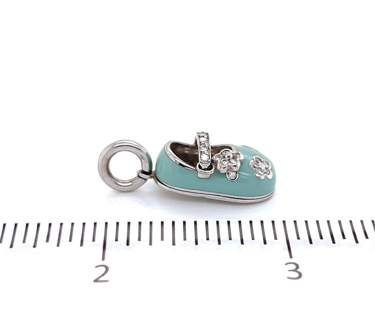 White Gold Diamond Enamel Shoe Charm Pendant