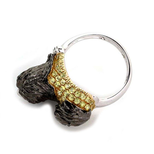 Sapphires Lhasha Opso Dog 14k White Gold Ring - Size 6