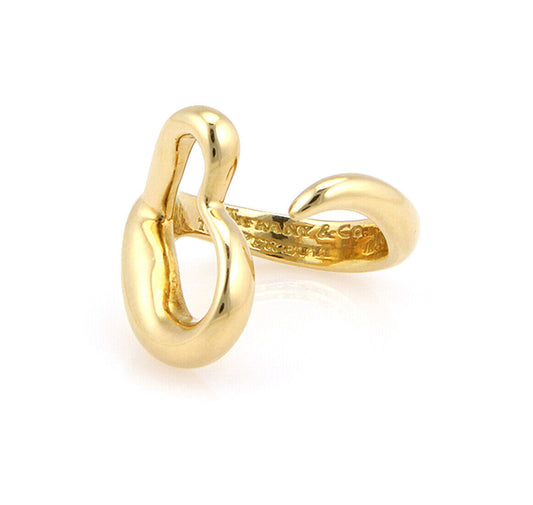 Tiffany & Co. Elsa Peretti Open Heart 18k Yellow Gold Curved Band Ring - Size 5