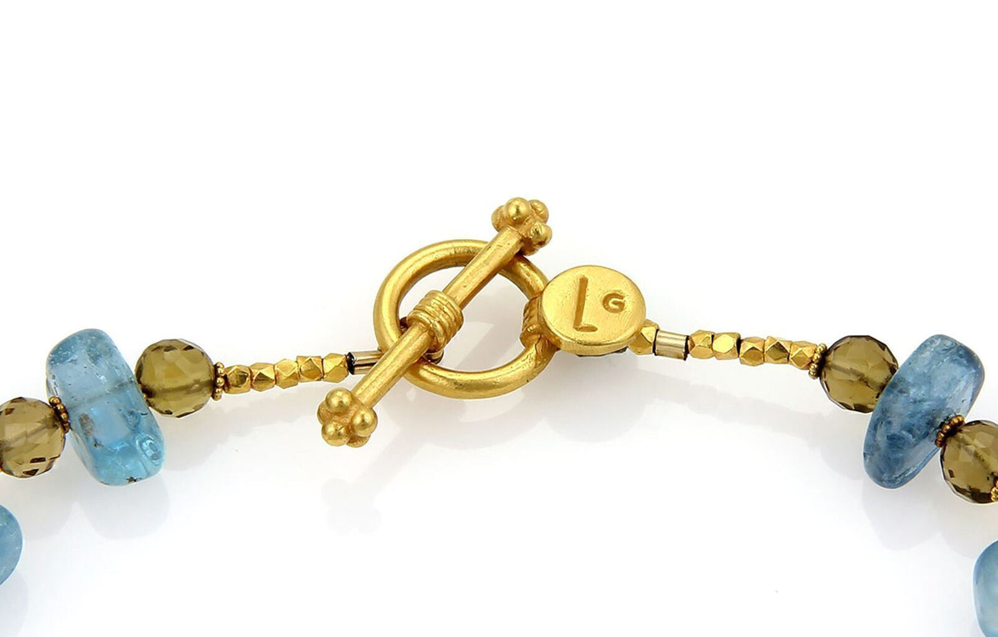 Laura Gibson 22k Gold & Multi-Color Beaded Cluster Gemstone Toggle Bracelet