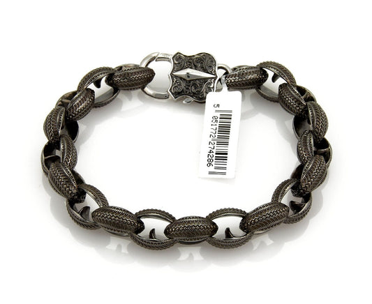 Stephen Webster Black Rhodium Sterling Textured Oval Fancy Link Bracelet