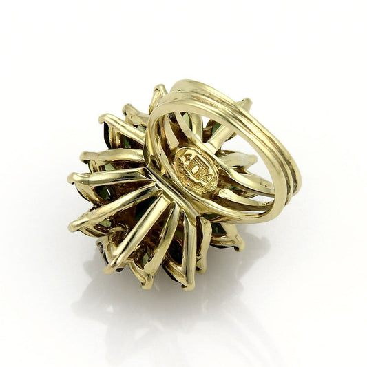 La Triomphe 14k Yellow Gold Diamond & Tourmaline Cluster Ring - Size 6.75
