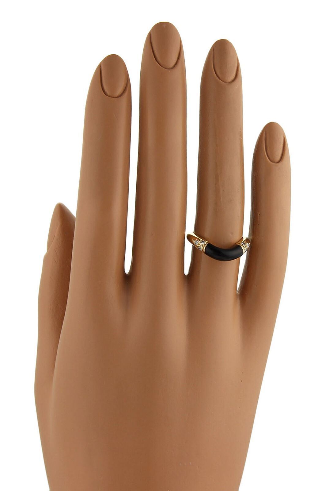 Cartier Diamond & Onyx 18k Yellow Gold Stack Band Ring - Size 5