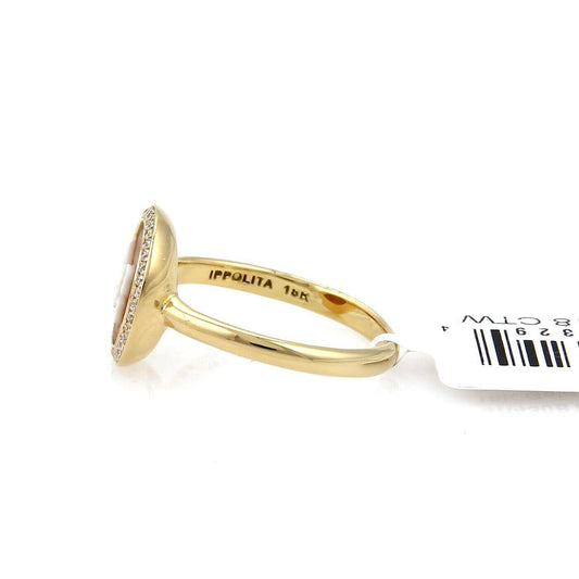 Ippolita Diamond Butterfly Cameo 18k Yellow Gold Round Ring - Size 7