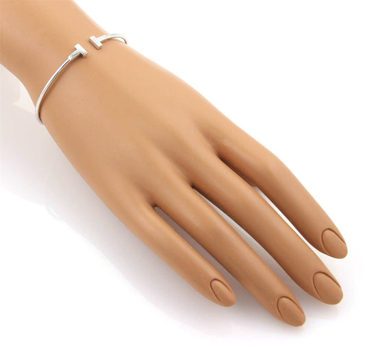 Tiffany & Co. T Wire 18k White Gold Flex Cuff Band Bracelet