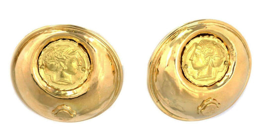 Woman Cameo Large Fancy 18k Yellow Gold Dome Earrings | Earrings | Cameos, catalog, Earrings, Estate, Vintage | Estate