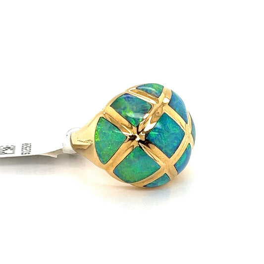 Kabana Fire Opal 14k Yellow Gold Fancy Dome Ring - Size 7