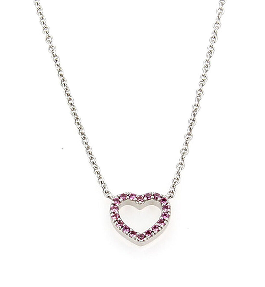Tiffany Classic Mini Heart Pink Sapphire 18k White Gold