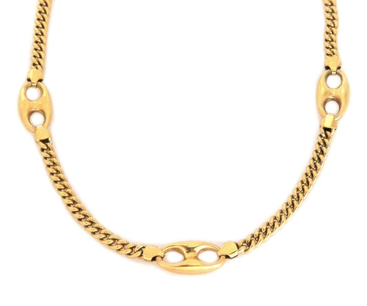 Seven Mariner 18k Yellow Gold Link Station Curb Chain Necklace