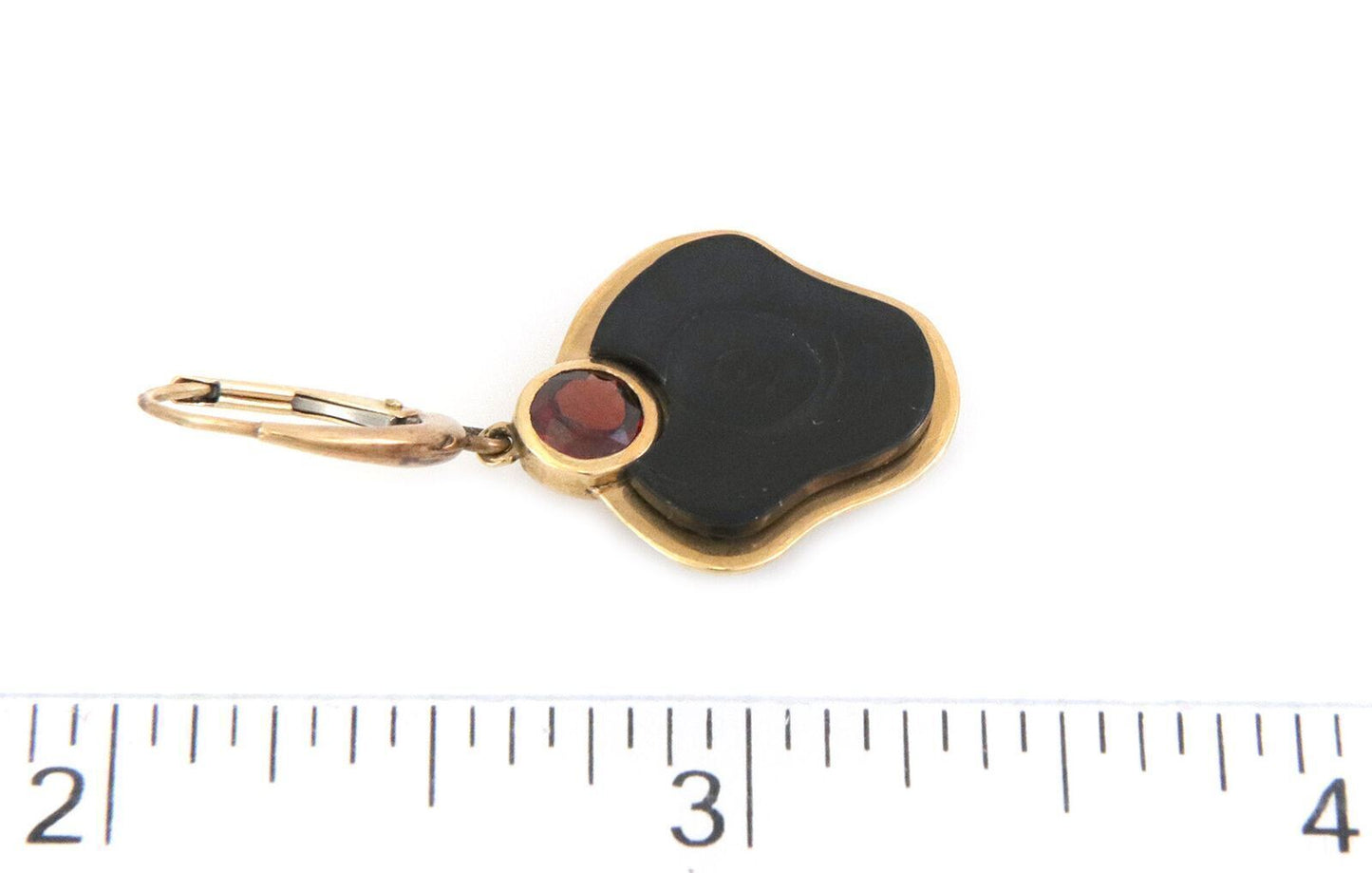 Garnet Black Coral Flower 14k Yellow Gold Dangle Earrings