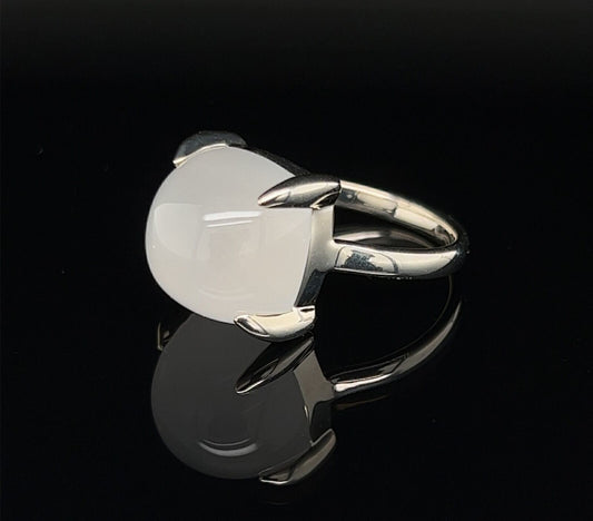 Tiffany & Co. Picasso Sugar Stacks Sterling Silver Milky Quartz Ring Size 5