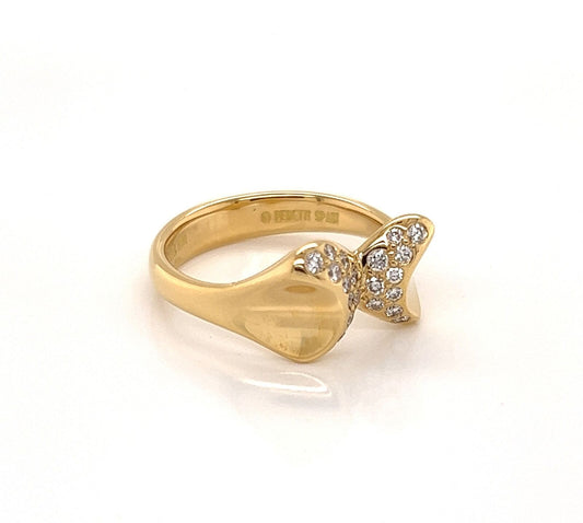 Tiffany & Co. Peretti Diamond 18k Yellow Gold Double Leaf Ring - Size 5.5