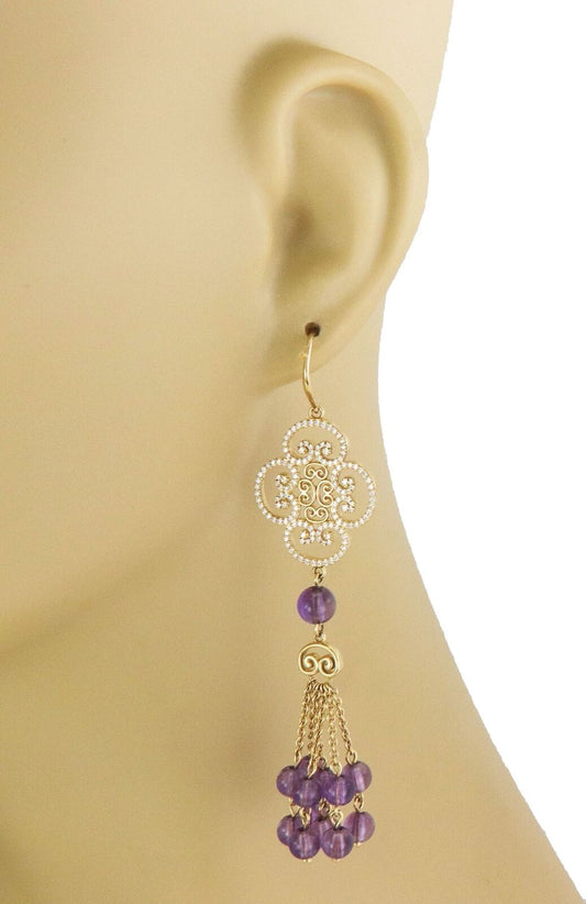 Tiffany & Co. Picasso Venezia Goldoni Diamond Amethyst 18k Yellow Gold Earrings