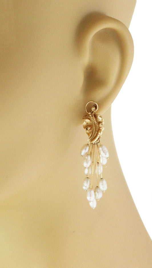Freshwater Pearls 14k Yellow Gold Convertible Dangle Earrings