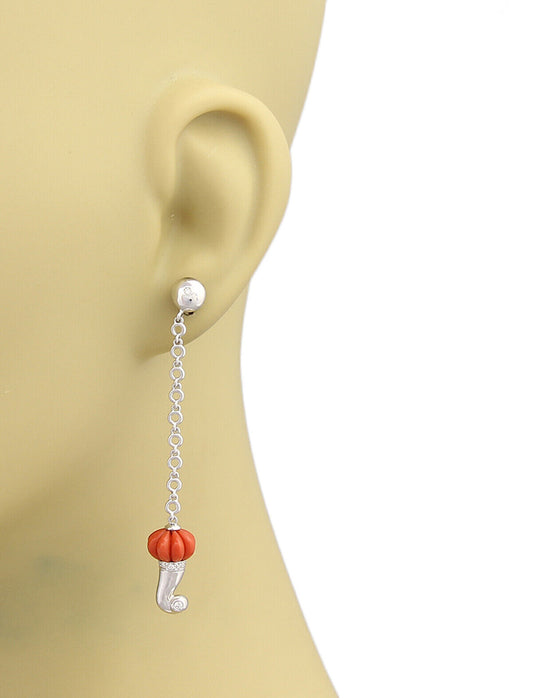 Chantecler Diamonds & Coral Fancy 18k Gold Dangle Earrings