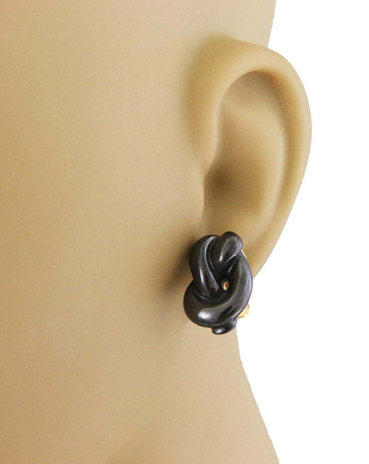 Tiffany & Co. Hematite 18k Yellow Gold Sailor Knot Post Clip Earrings
