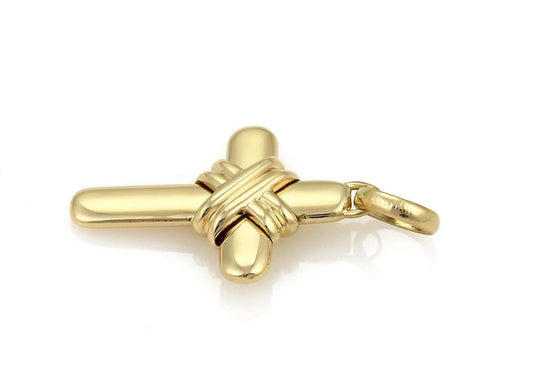 Bvlgari 18k Yellow Gold X Wrap Cross Charm Pendant