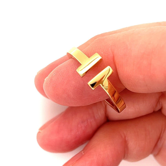 Tiffany & Co. 2T Square 18k Yellow Gold Band Ring - Size 8.5