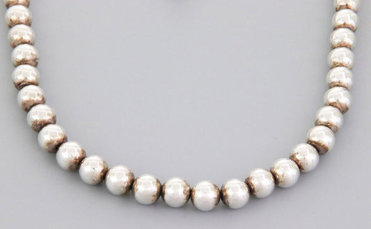 Tiffany & Co. Sterling Silver 10mm Beaded Necklace 24.5" Long