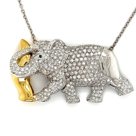 Nova Diamonds & Emerald 18k Two Tone Gold Elephant Pendant Necklace | Necklaces | catalog, Modern, Necklaces | Modern