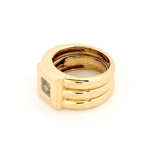 Chopard Happy Diamond 18k Yellow Gold Square Top Rib Band Ring - Size 6