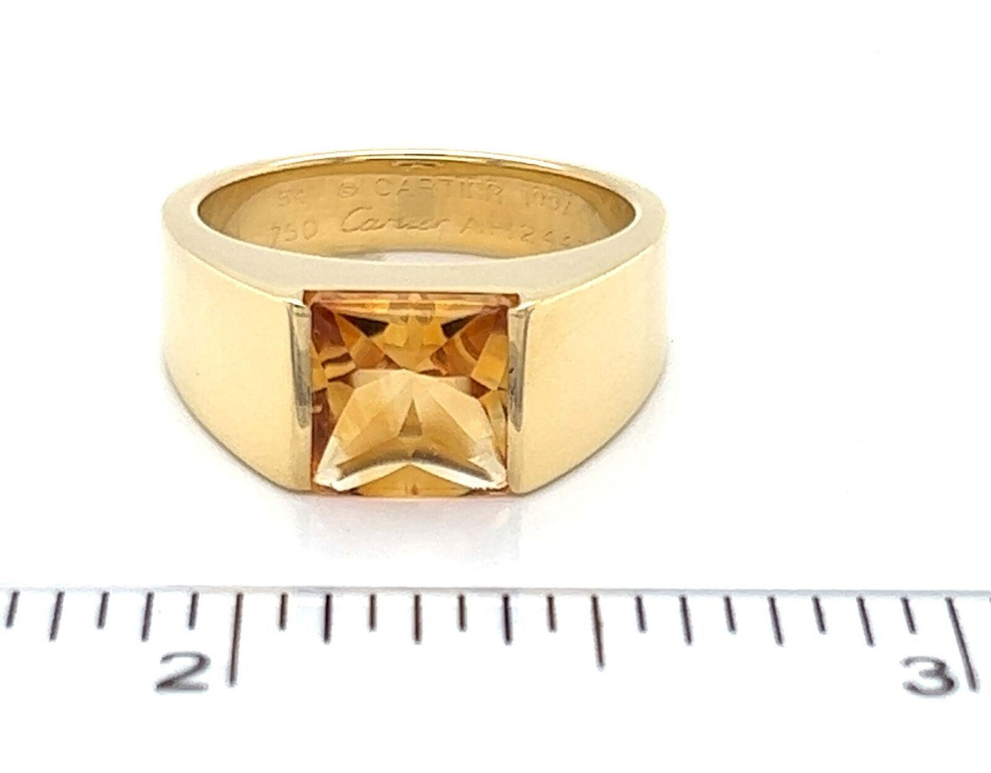 Cartier 18k Yellow Gold Large Tank Citrine Ring
