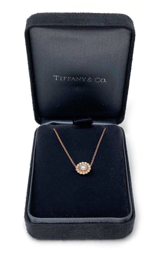 Tiffany & Co. Enchant 18k Rose Gold Platinum Diamond Pendant Necklace