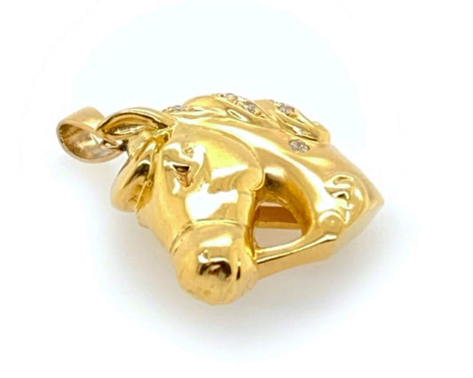 Horse Head 18k Yellow & Diamond Gold Charm Pendant