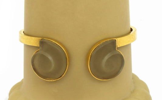 LaLaounis 18k Yellow Gold Frost Rock Crystal Fancy Cuff Bracelet