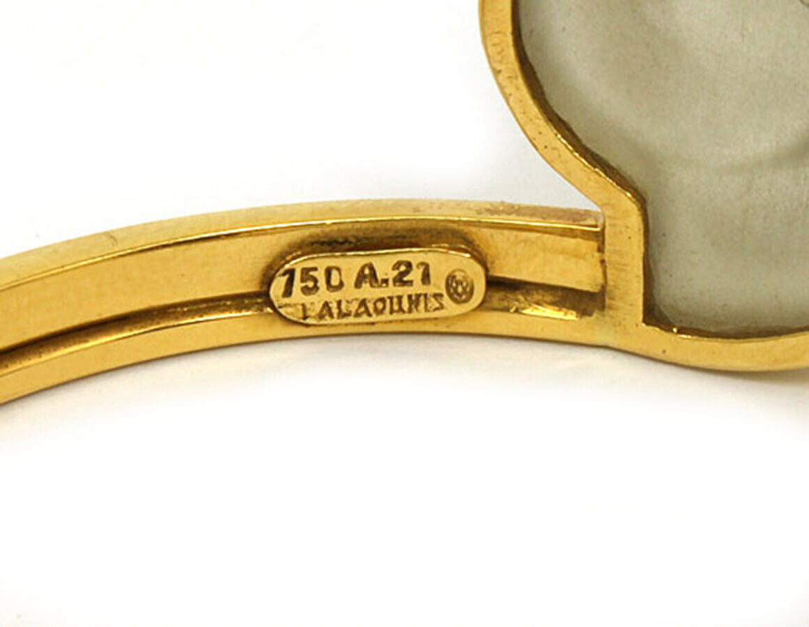 LaLaounis 18k Yellow Gold Frost Rock Crystal Fancy Cuff Bracelet