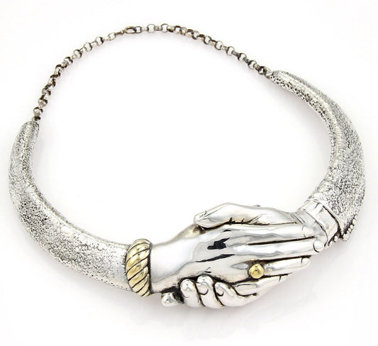 Yaacov Heller Handshake Choker Sterling Necklace LTD 23/250