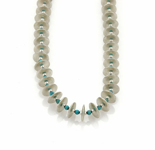 Gurhan Turquoise Sterling & 24k Gold Layered Beaded Disc Necklace