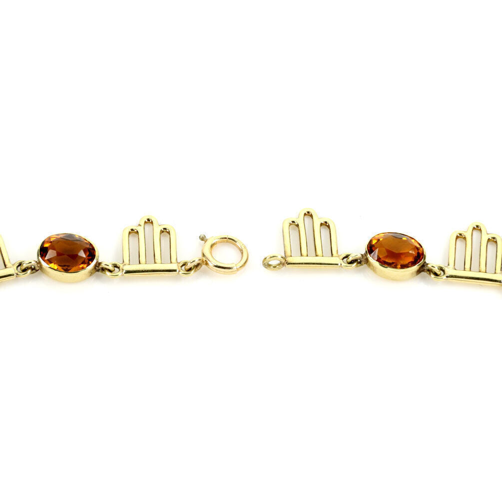 Citrine 14k Yellow Gold Fancy Link Bracelet