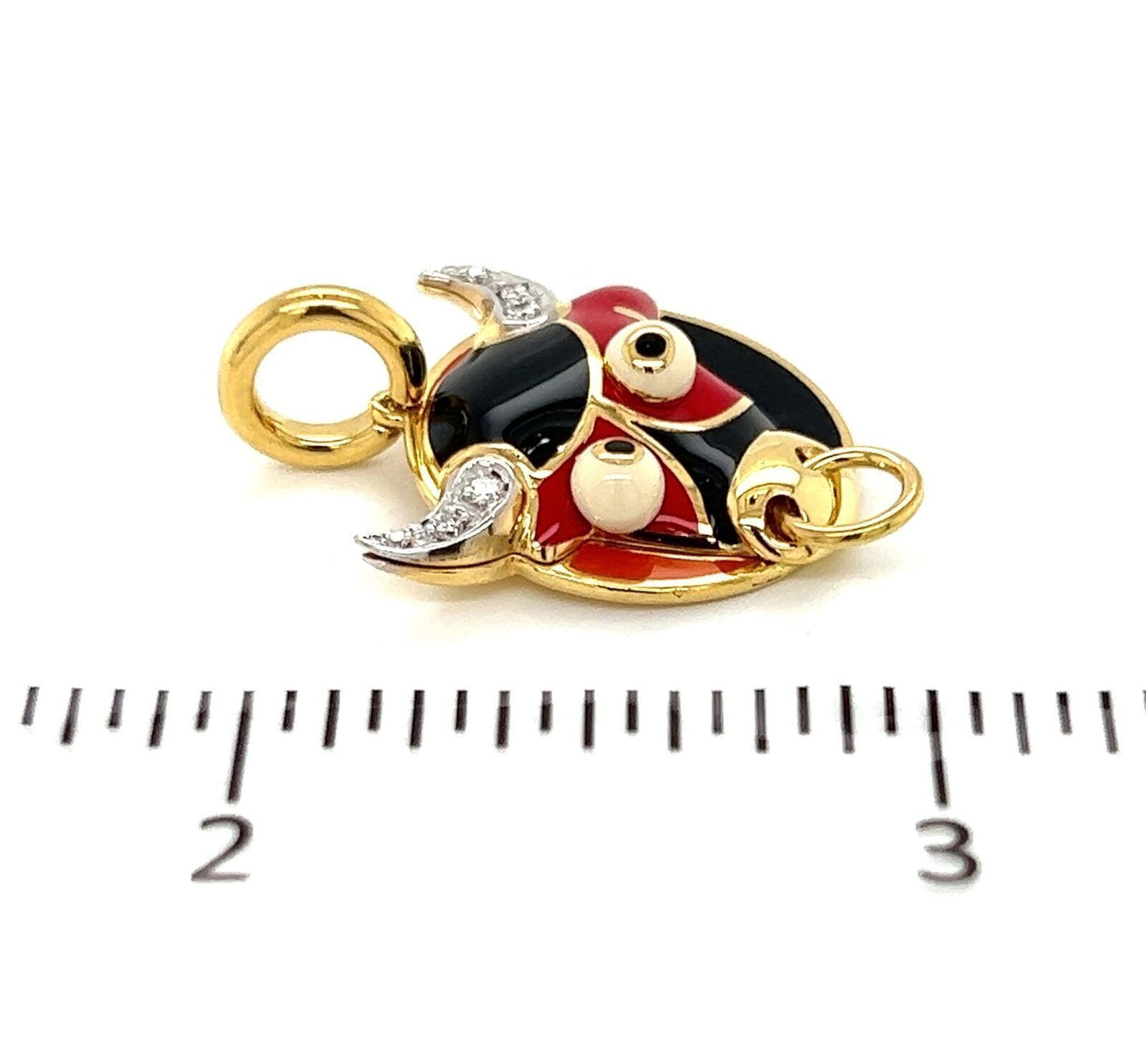 Aaron Basha Diamond Enamel Zodiac Taurus Ox Charm Pendant