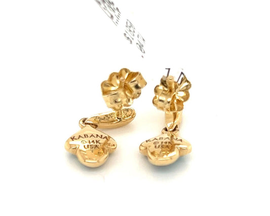 Kabana 14k Yellow Gold Diamond Fire Opal Leaf Small Dangle Earrings