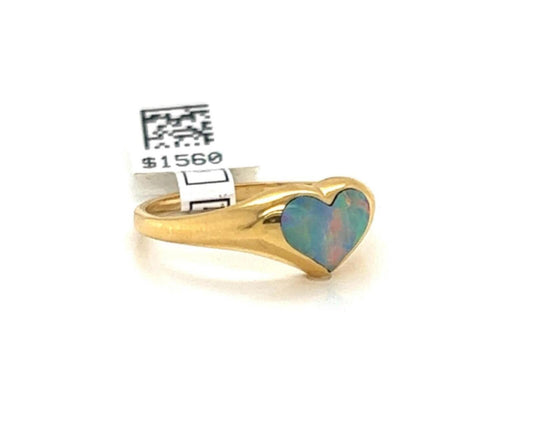 Kabana 14k Yellow Gold Fire Opal Mini Heart Ring - Size 6.5
