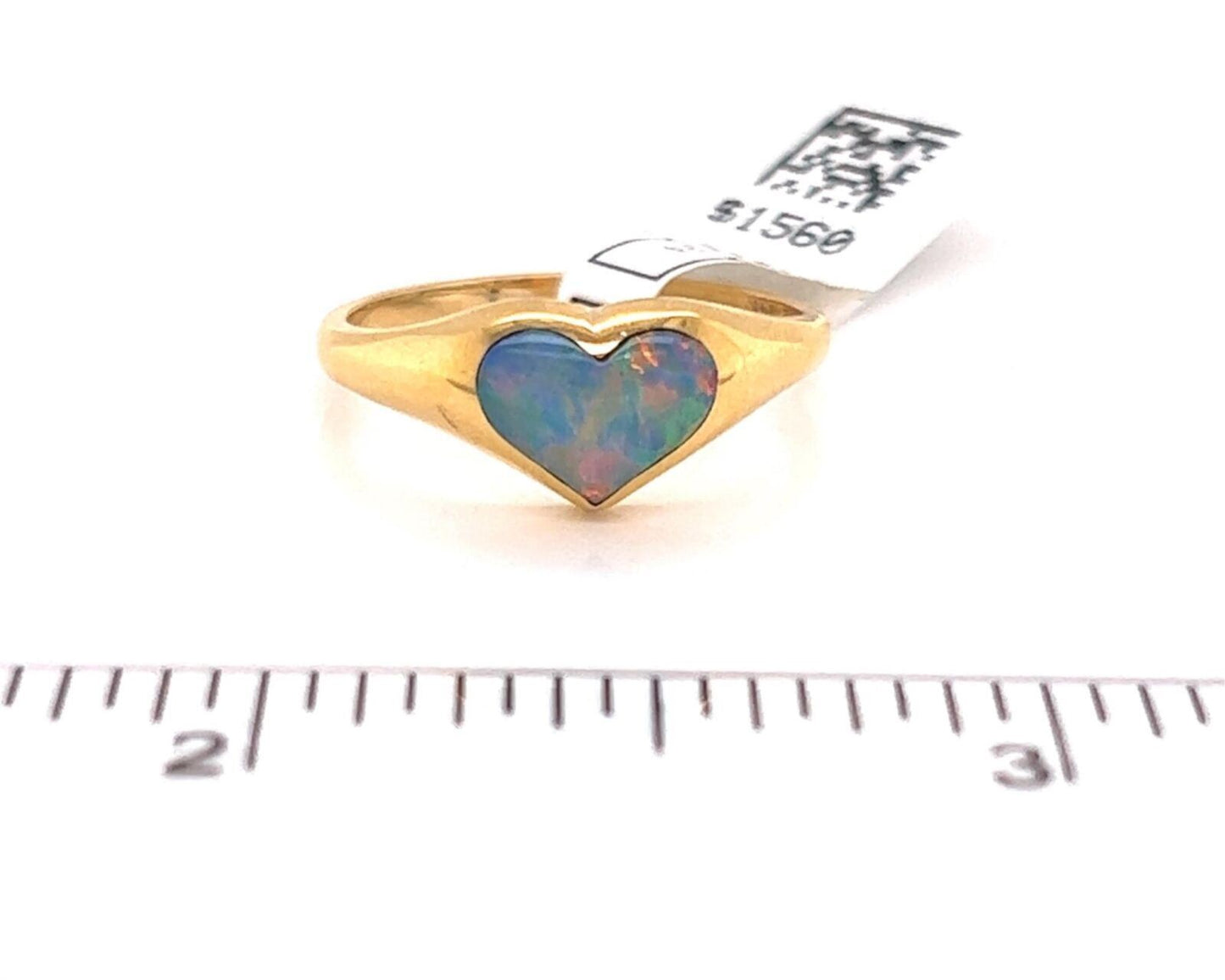 Kabana 14k Yellow Gold Fire Opal Mini Heart Ring - Size 6.5