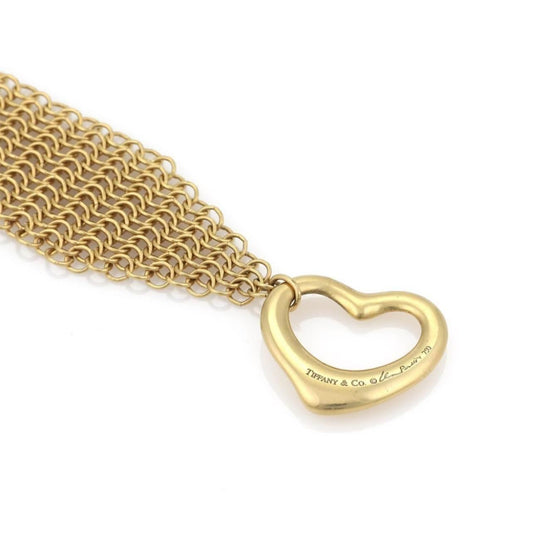 Tiffany & Co. Peretti 18k Yellow Gold Mesh Heart Toggle Clasp Bracelet