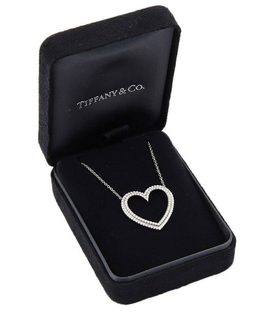 Tiffany & Co. Large Metro Diamond Platinum Heart Pendant Necklace