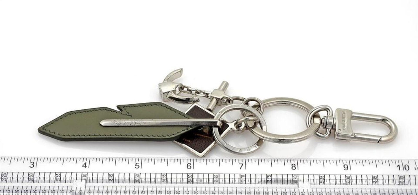 Louis Vuitton Silver Tone Leather Monogram Bag Charms Key Holder