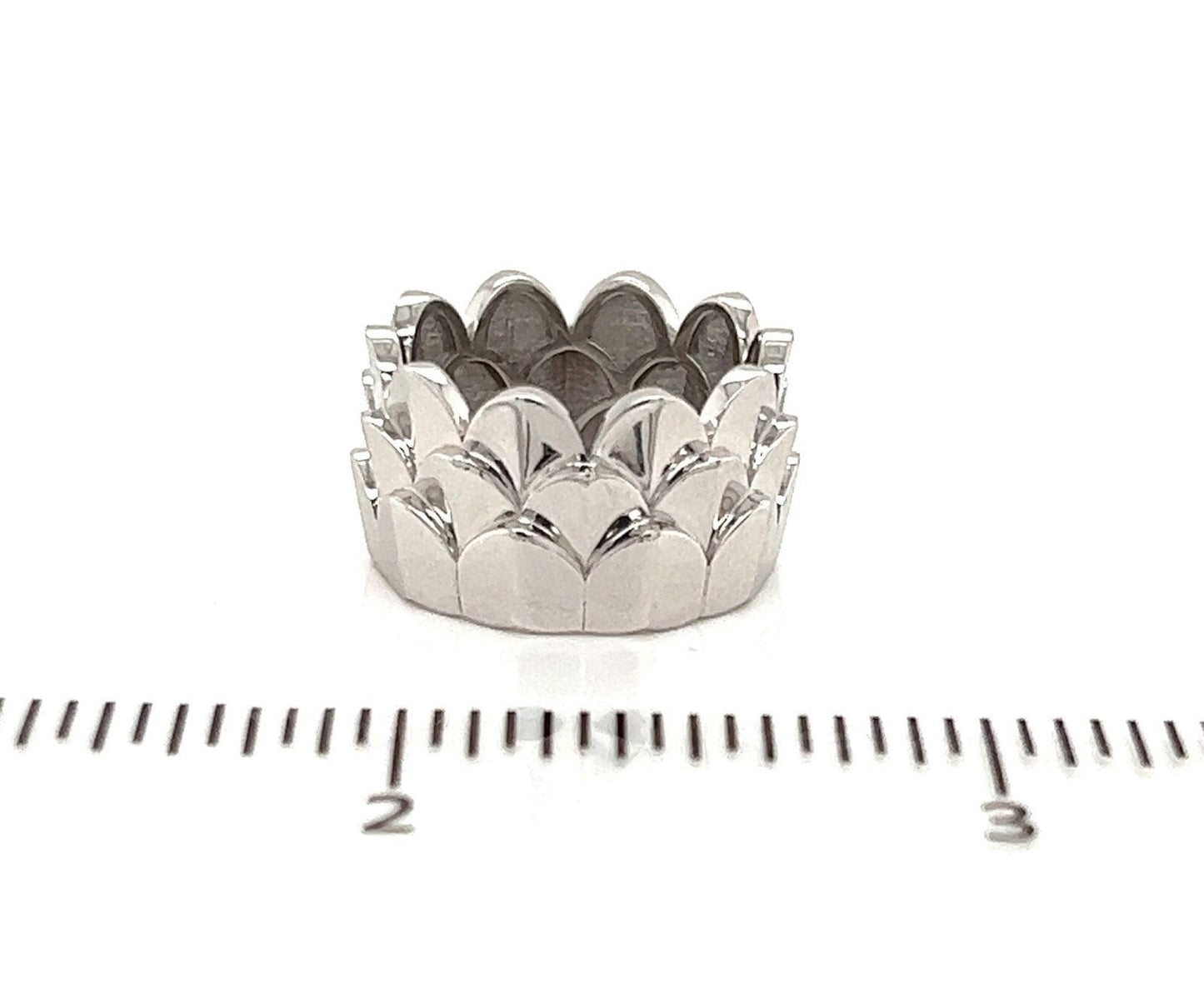Fred of Paris 18k White Gold 12mm Wide 3 Tier Crown Band Rin