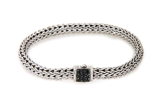John Hardy Classic Chain Large 6mm Sterling Link & Lava Black Sapphire Bracelet