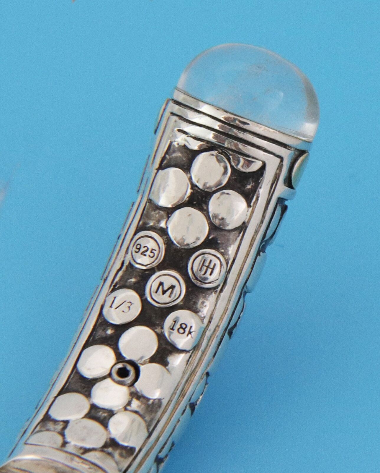 John Hardy Batu Dot Moonstone Sterling Silver 18k Yellow Gold Cuff Bracelet