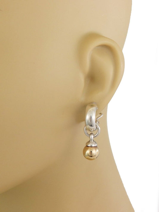 Tiffany & Co. Fascination 18k Gold & Sterling Hoop Dangle Ball Earrings
