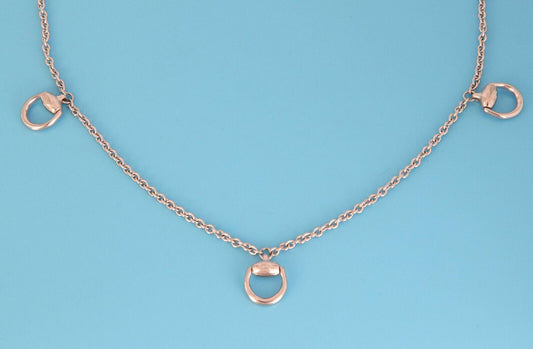Gucci 18k White Gold Large 6 Horse Bit Motifs Chain Necklace