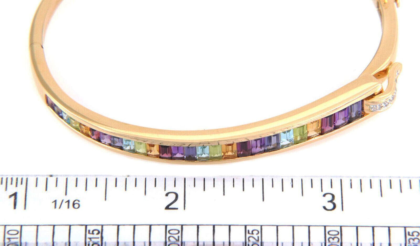 Guy Laroche Diamond & Gems 18k Yellow Gold Bangle Bracelet