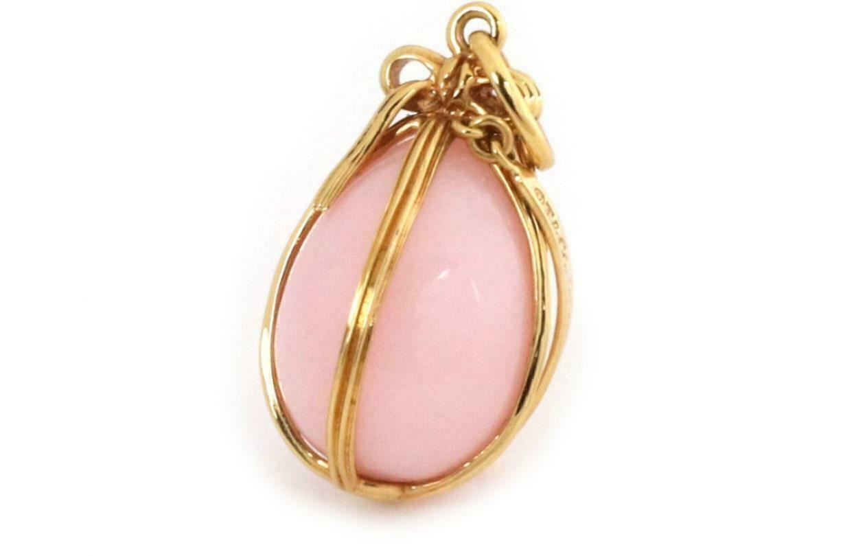 Tiffany Schlumberger Pink Opal 18k Yellow Gold Egg Charm