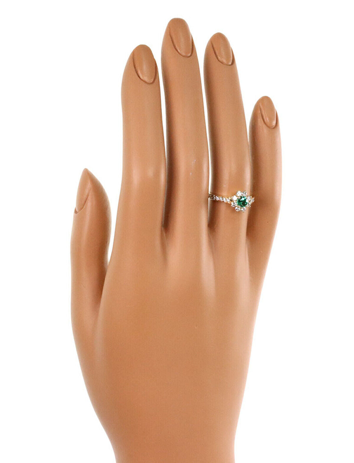 Tiffany & Co. Diamond & Emerald 18k Yellow Gold Floral Ring - Size 4.5