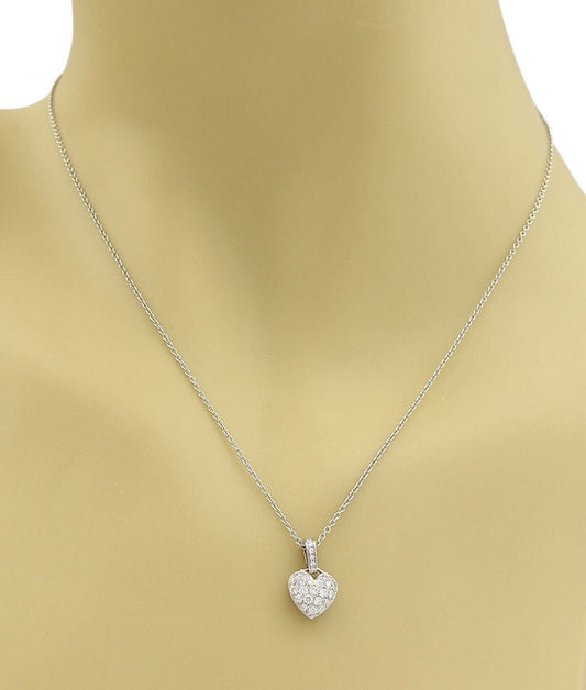 Tiffany & Co. French Pave Diamond Platinum Heart Pendant Necklace